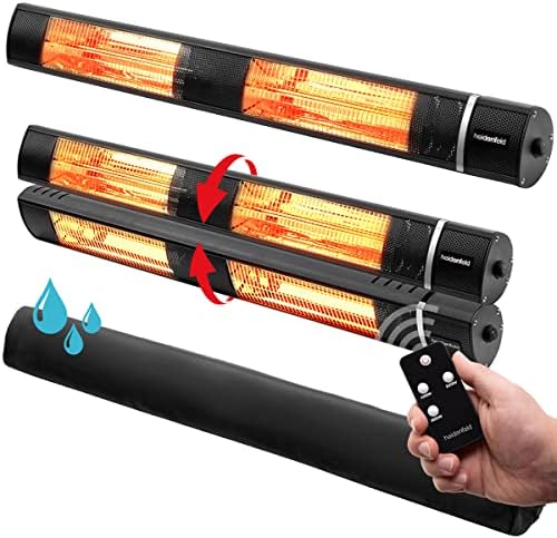Heidenfeld Infrared Heater IH110, 3000 Watt, Remote Control, 3 Levels, Ceiling and Wall Mounting, Infrared Heater, Patio Heater (Black)