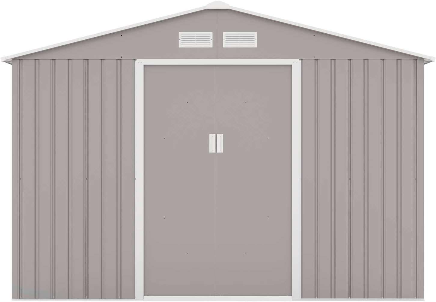 Svita S300 XXXL Metal Tool Shed, 277 x 319 x 192 cm, Pitched Roof, Garden Shed, Grey/Light Grey
