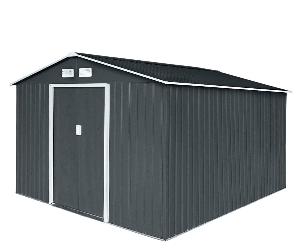 Svita S300 XXXL Metal Tool Shed, 277 x 319 x 192 cm, Pitched Roof, Garden Shed, Grey/Light Grey
