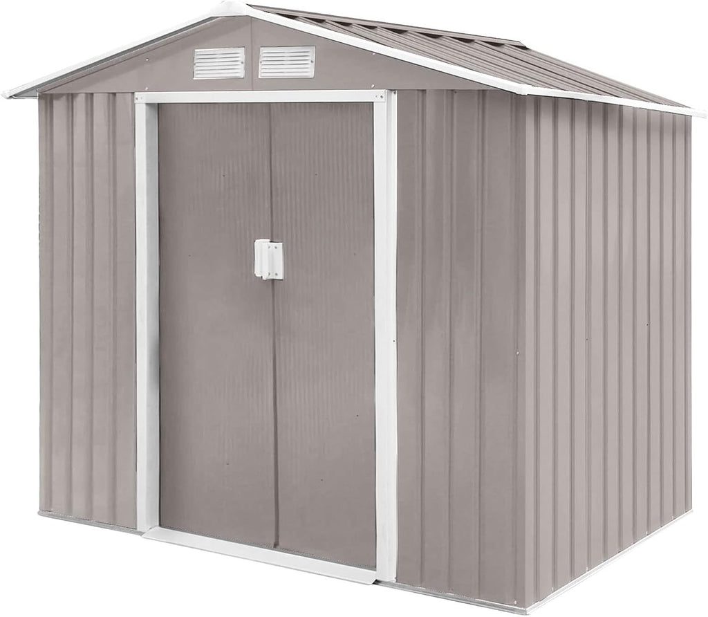 Svita S300 XXXL Metal Tool Shed, 277 x 319 x 192 cm, Pitched Roof, Garden Shed, Grey/Light Grey