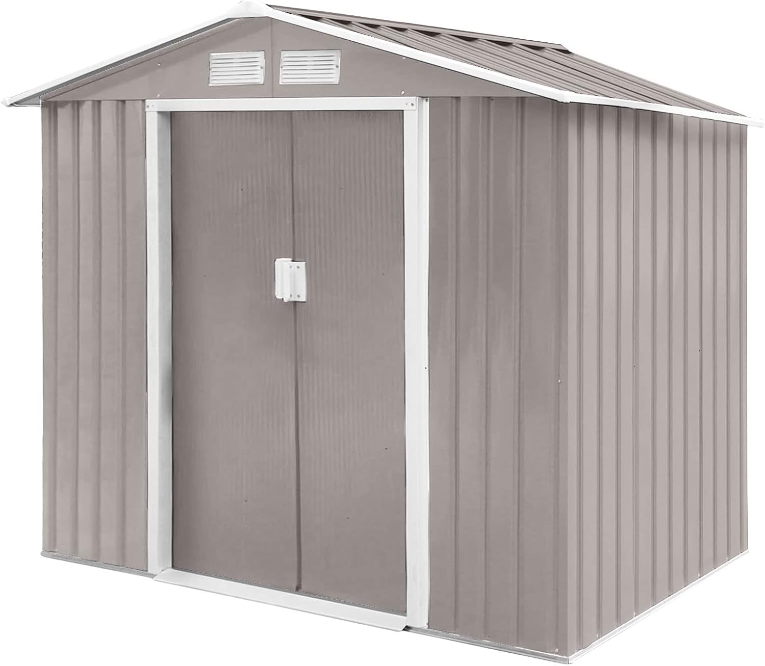 Svita S300 XXXL Metal Tool Shed, 277 x 319 x 192 cm, Pitched Roof, Garden Shed, Grey/Light Grey