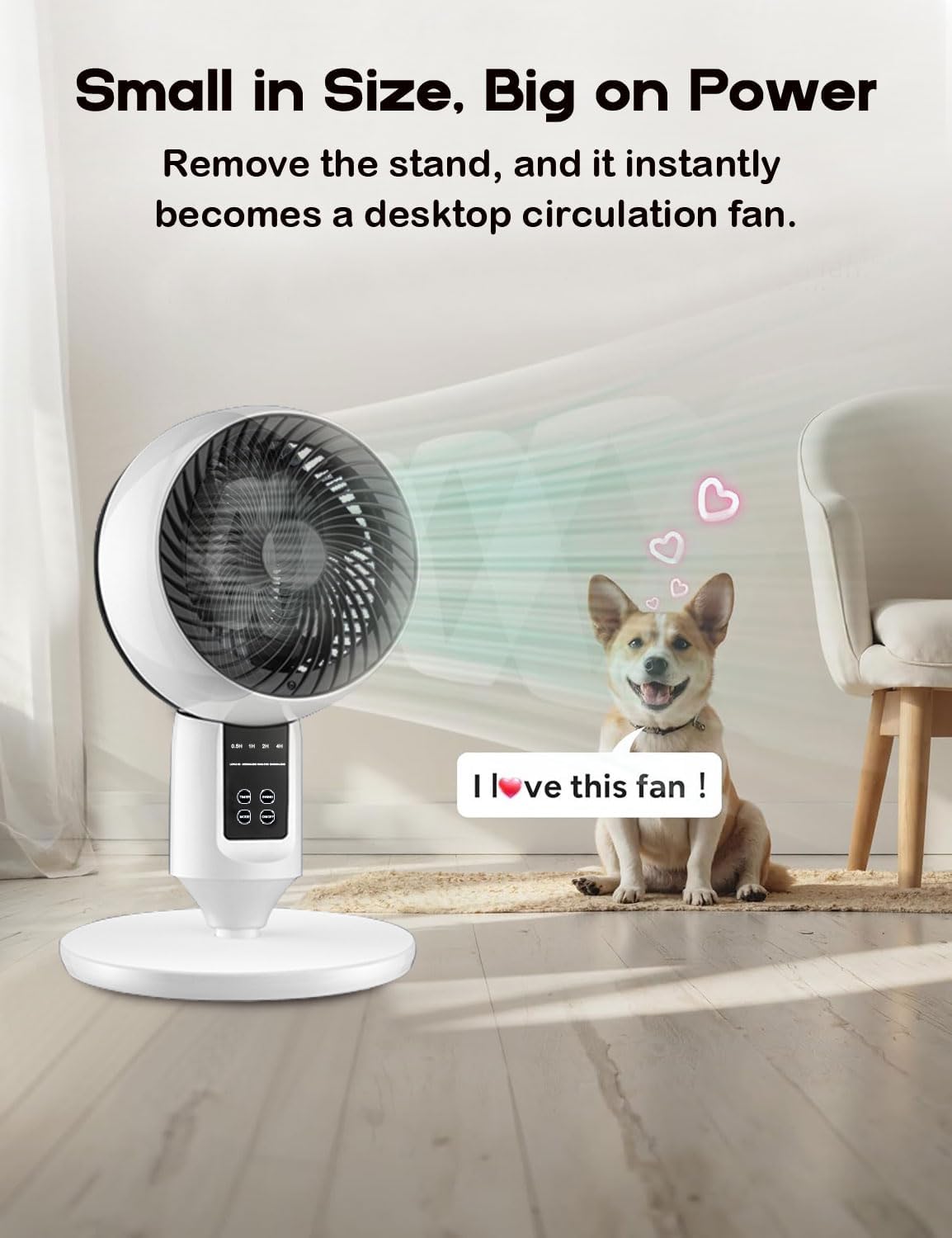 Aerion Höhenverstellbarer Standventilator mit 3D-Oszillation Weiß