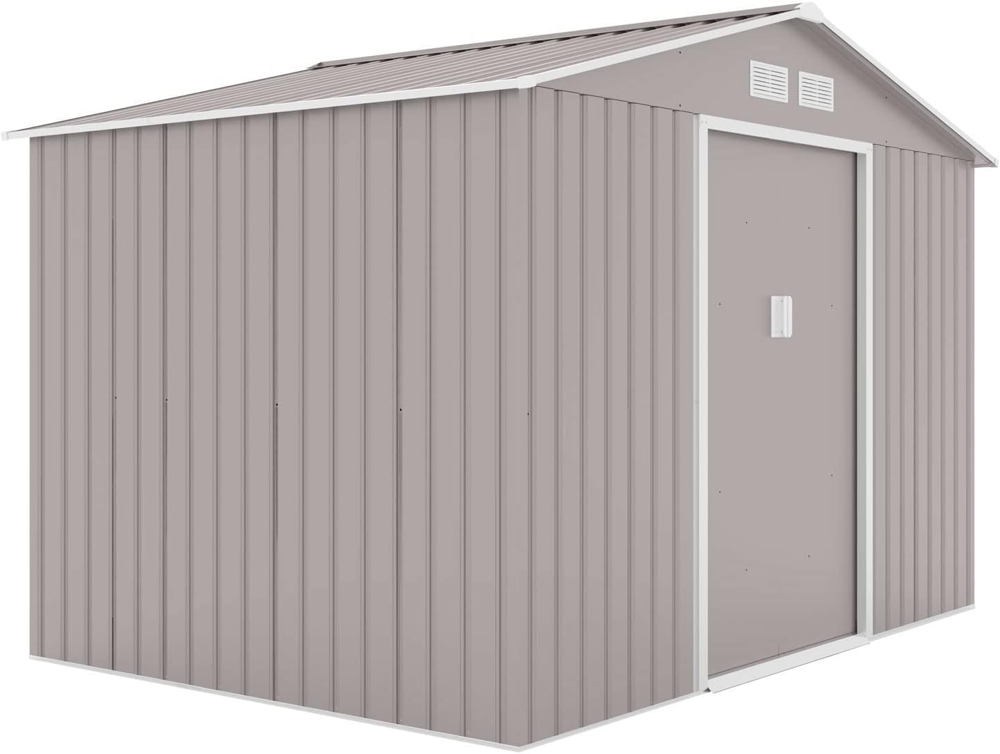 Svita S300 XXXL Metal Tool Shed, 277 x 319 x 192 cm, Pitched Roof, Garden Shed, Grey/Light Grey
