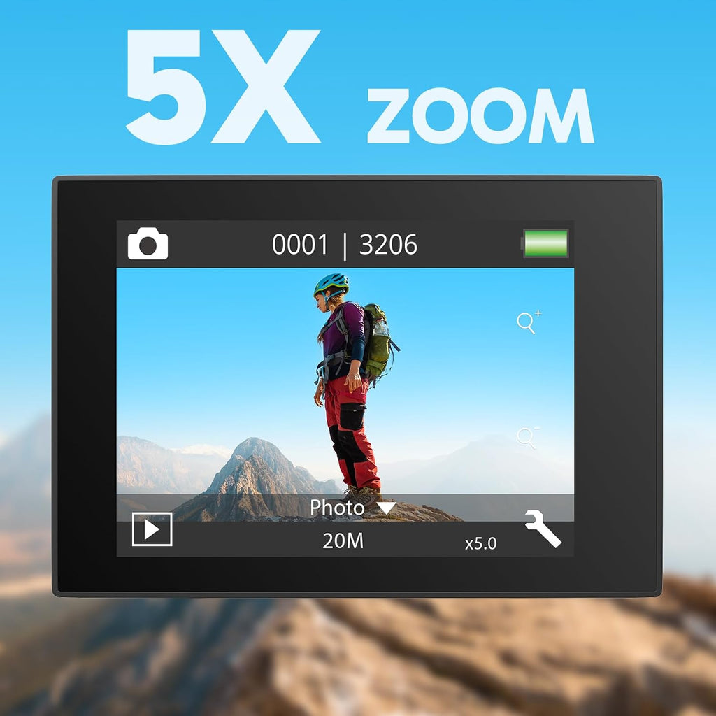 AKASO EK7000 Pro Actionkamera 4K/30fps – 20MP, EIS, 40m wasserdicht, 2" IPS Touchscreen, Schwarz