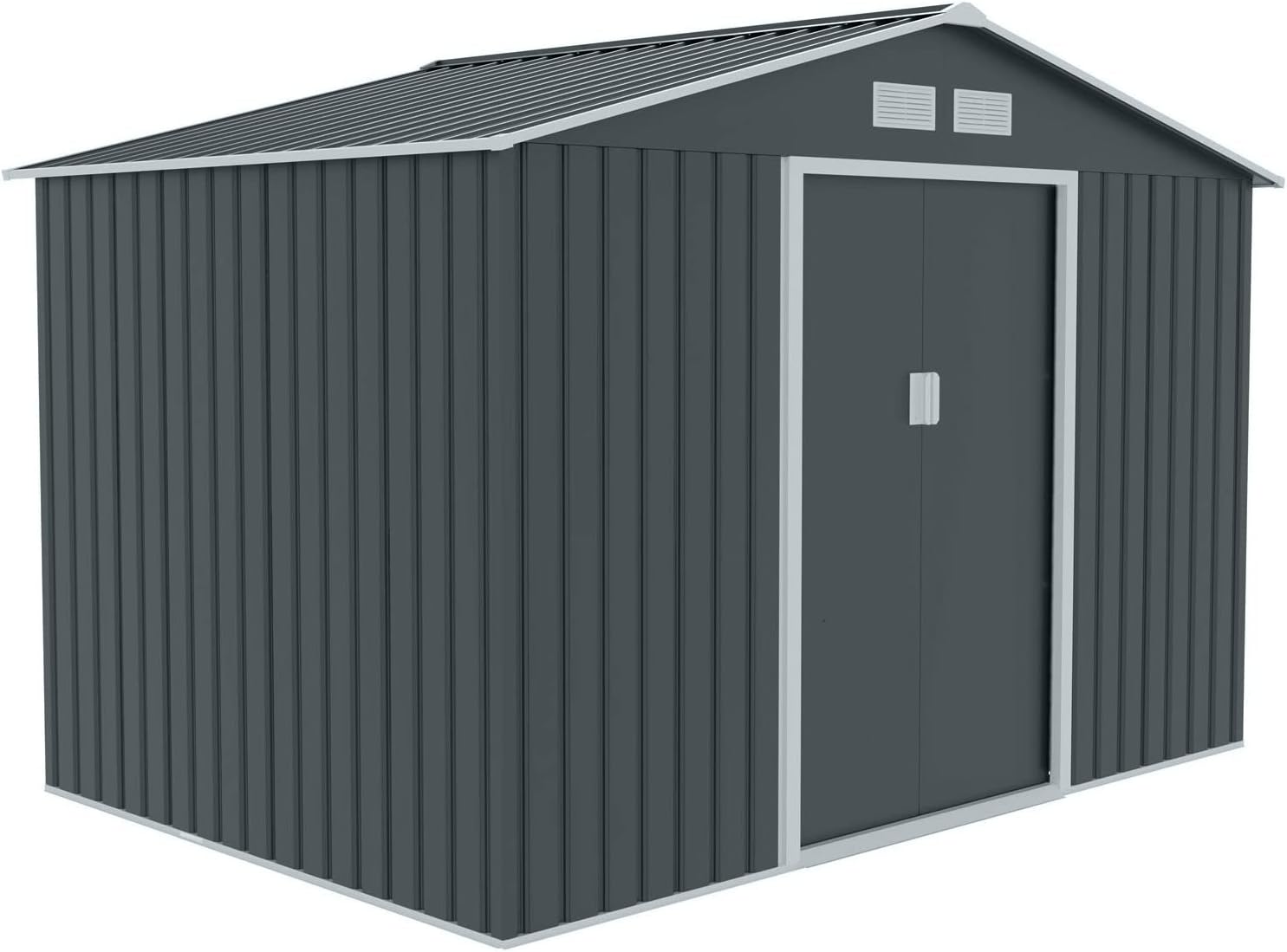 Svita S300 XXXL Metal Tool Shed, 277 x 319 x 192 cm, Pitched Roof, Garden Shed, Grey/Light Grey