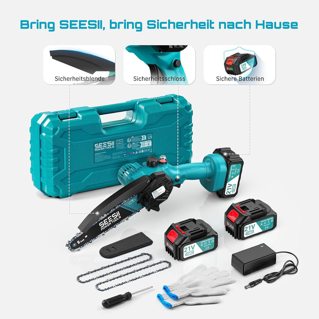 Seesii CH610+ Akku-Kettensäge M6 Pro 900W 6 Zoll