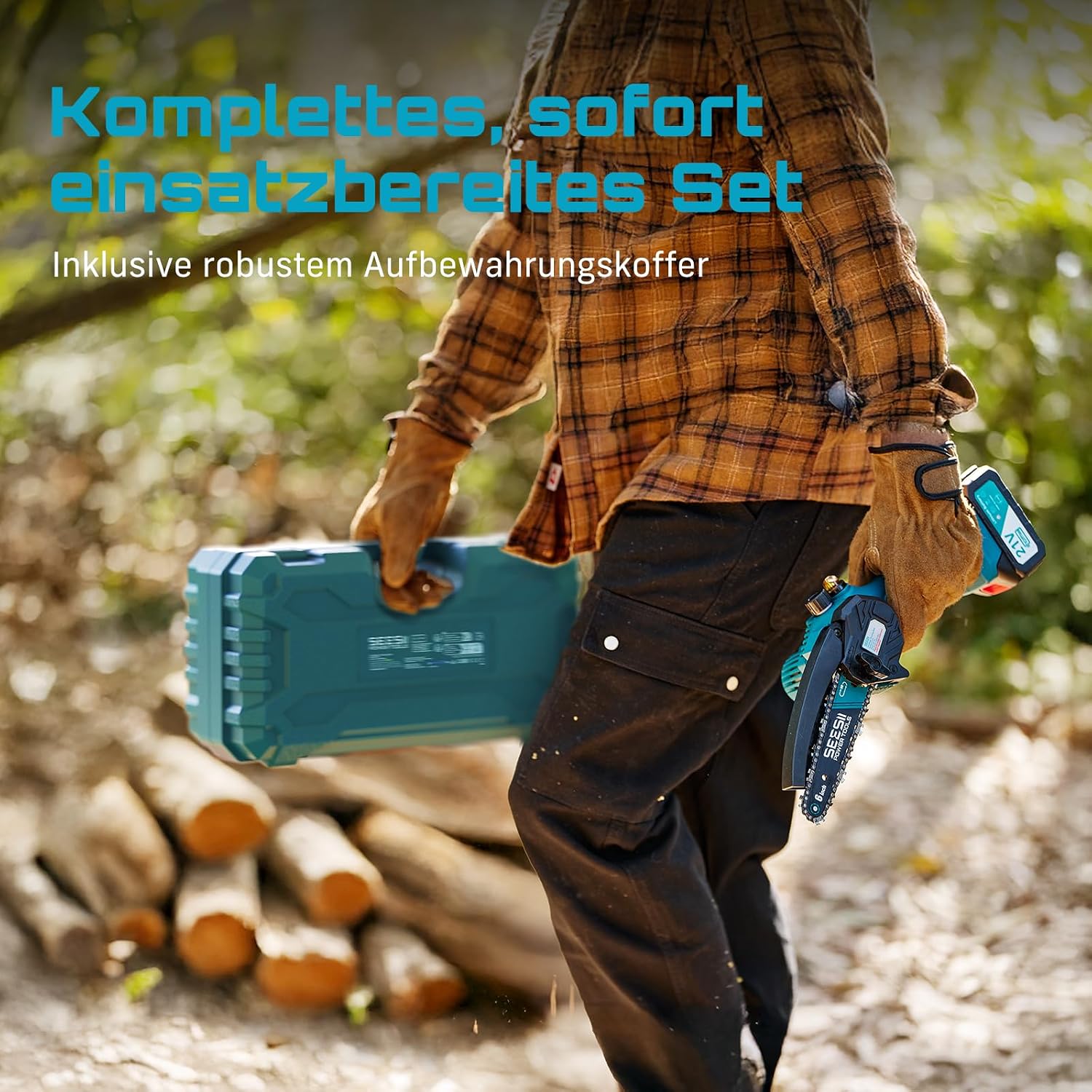 Seesii CH610+ Akku-Kettensäge M6 Pro 900W 6 Zoll