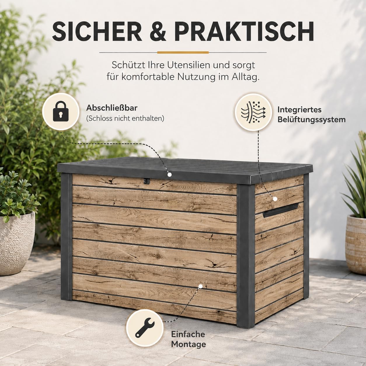 Keter K2-1020PI Gartenbox Wetterfest 870L Pinie