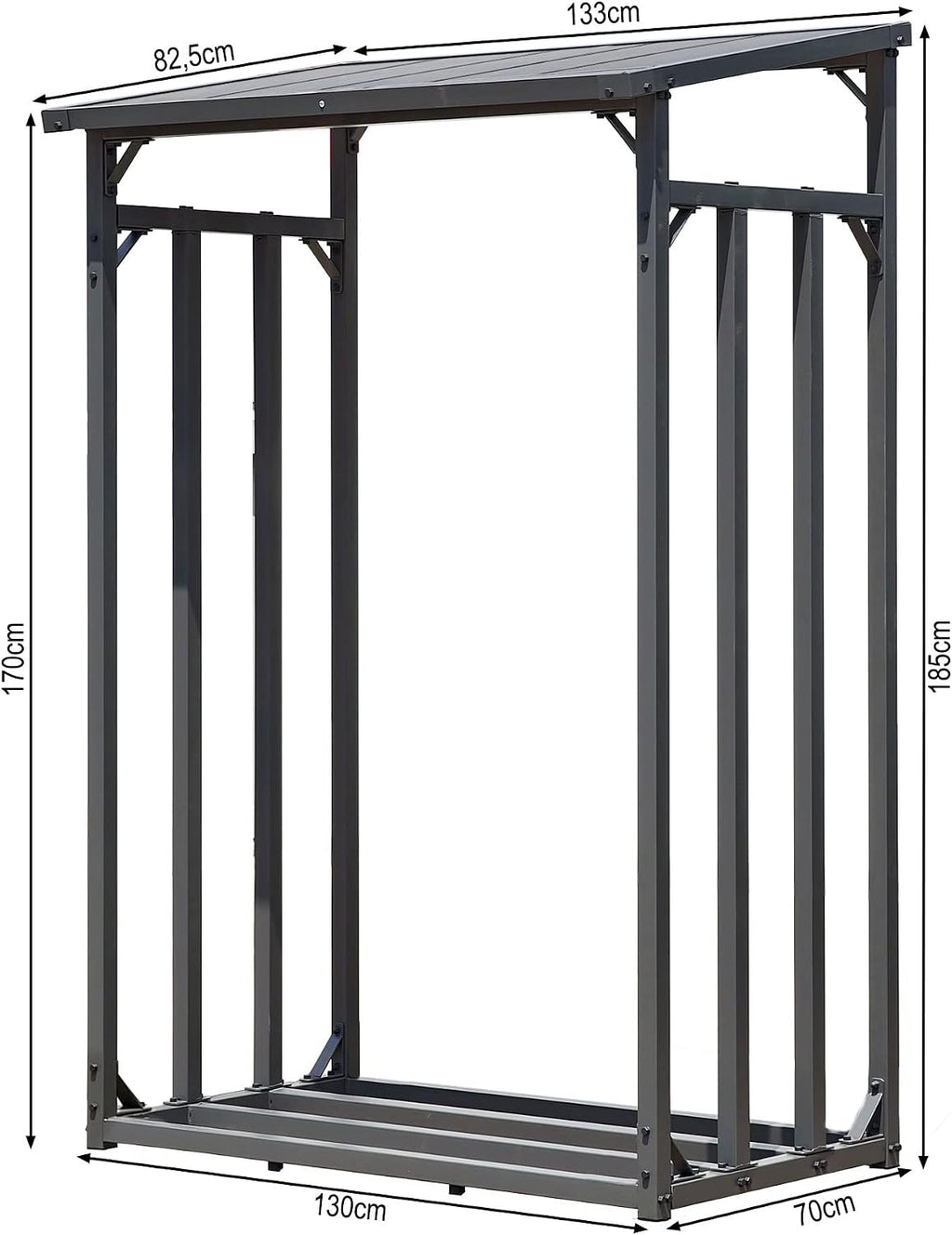 QUICK STAR 47470 Metall Kaminholzregal Aussen 1,6 m³ Anthrazit
