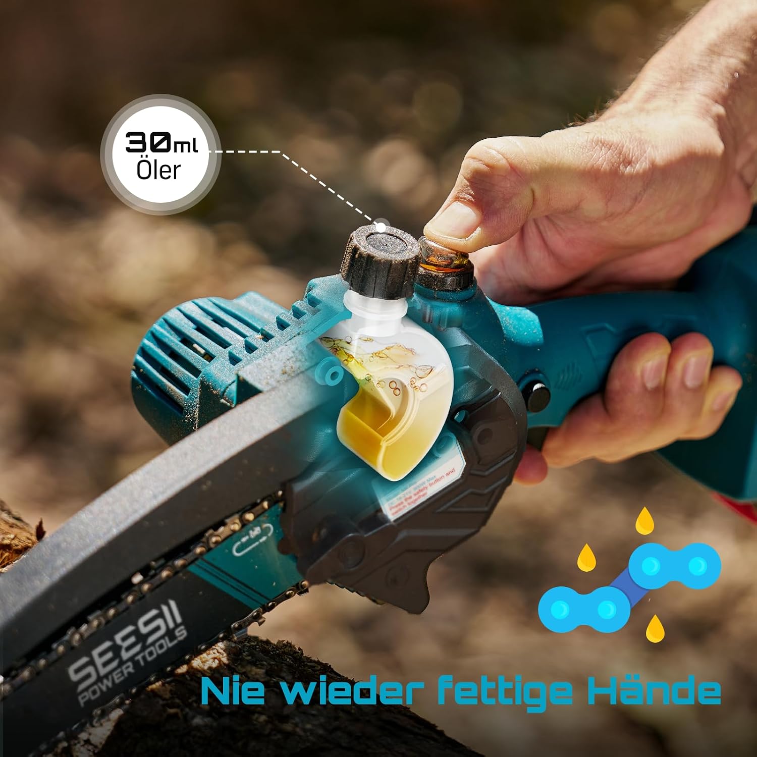 Seesii CH610+ Akku-Kettensäge M6 Pro 900W 6 Zoll
