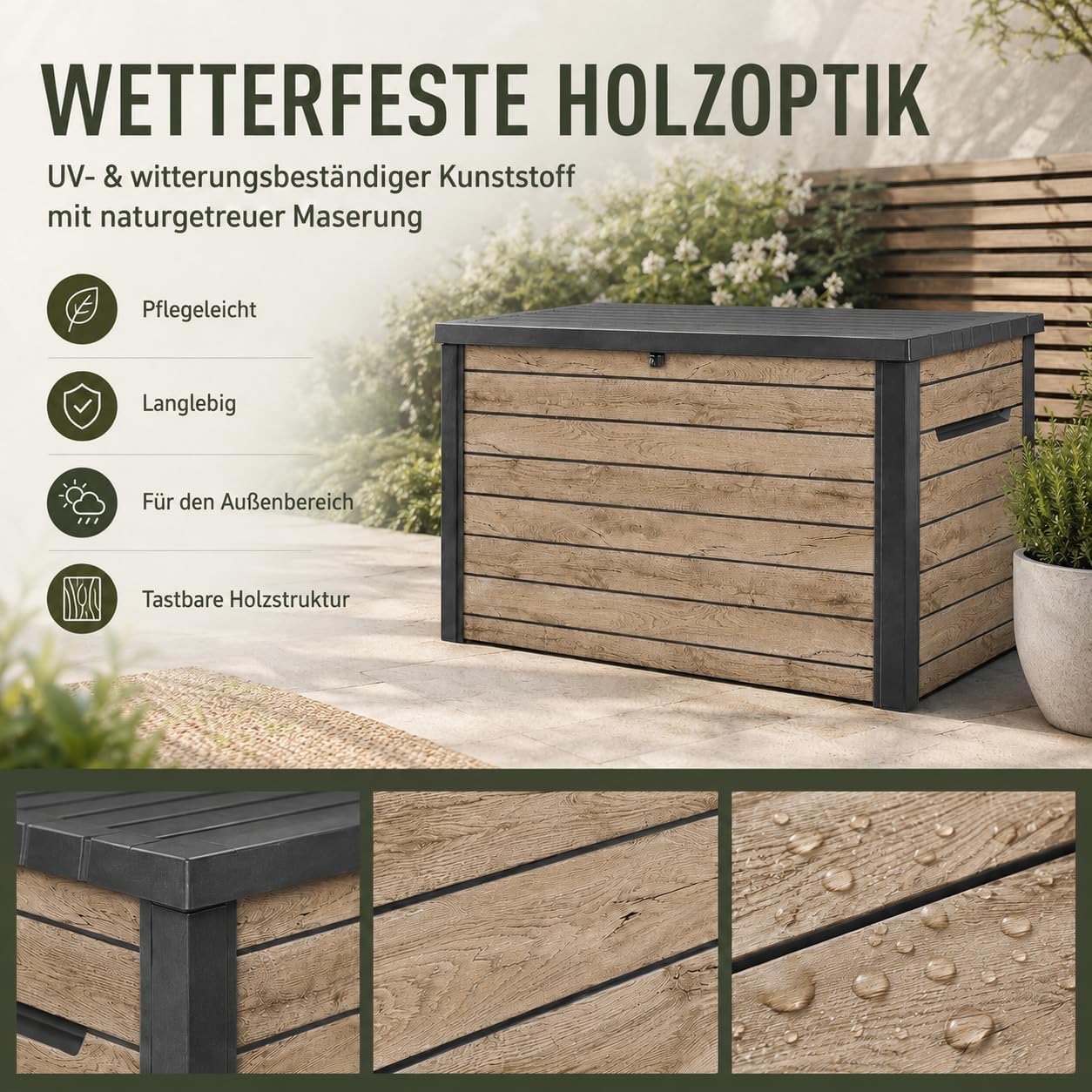 Keter K2-1020PI Gartenbox Wetterfest 870L Pinie