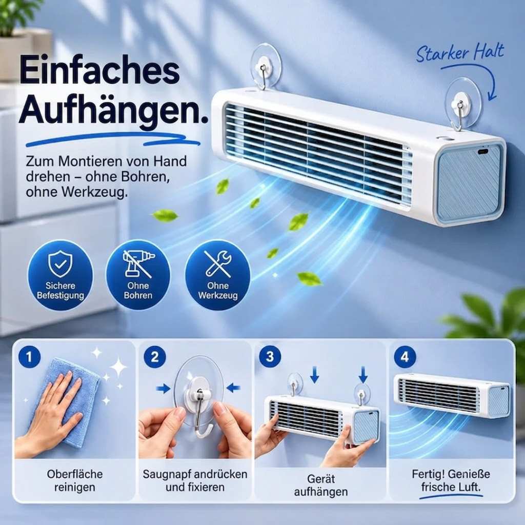Mini Luftkühler Tragbar mit Fernbedienung 3000mAh Akku