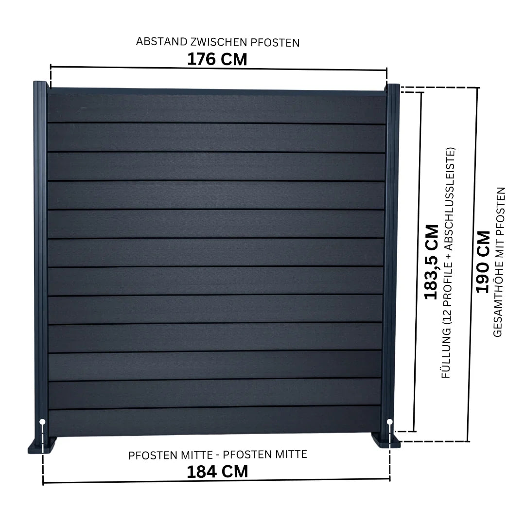 MEGA HOLZ DIYO WPC Steckzaun Set 180x184 cm Anthrazit