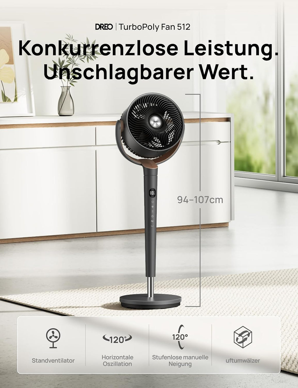 Dreo TurboPoly Fan 512 Standventilator 24W