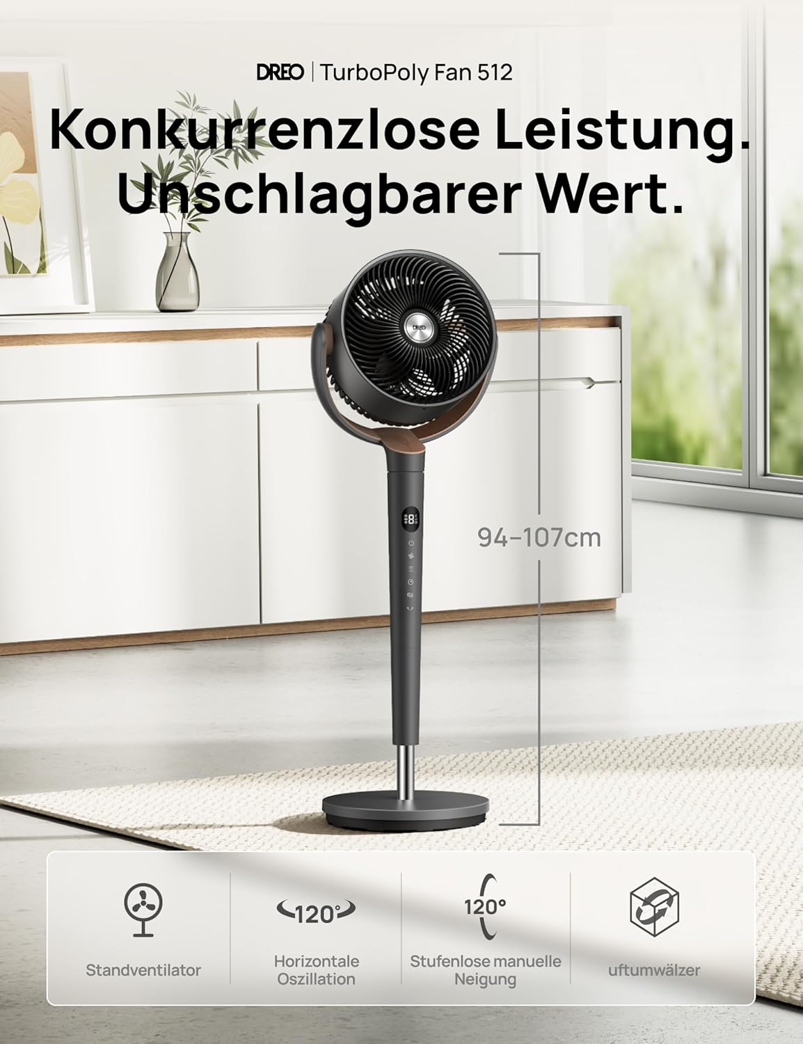Dreo TurboPoly Fan 512 Standventilator 24W