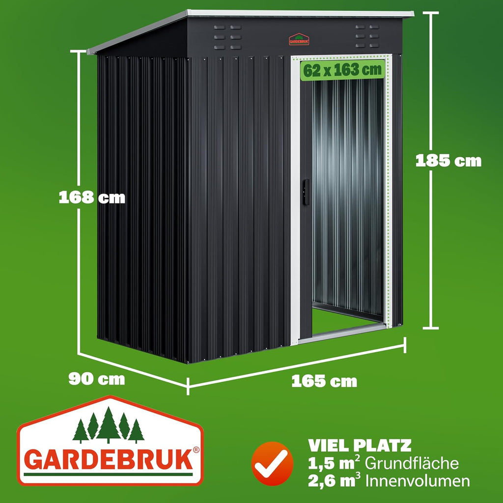 GARDEBRUK® Metal Tool Shed 185 x 165 x 90 cm