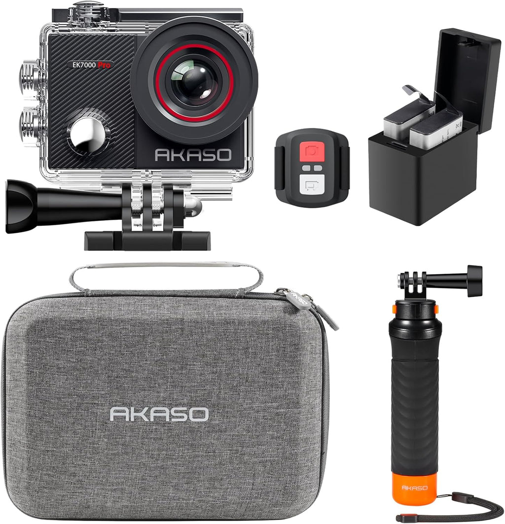 AKASO EK7000 Pro Actionkamera 4K/30fps – 20MP, EIS, 40m wasserdicht, 2" IPS Touchscreen, Schwarz