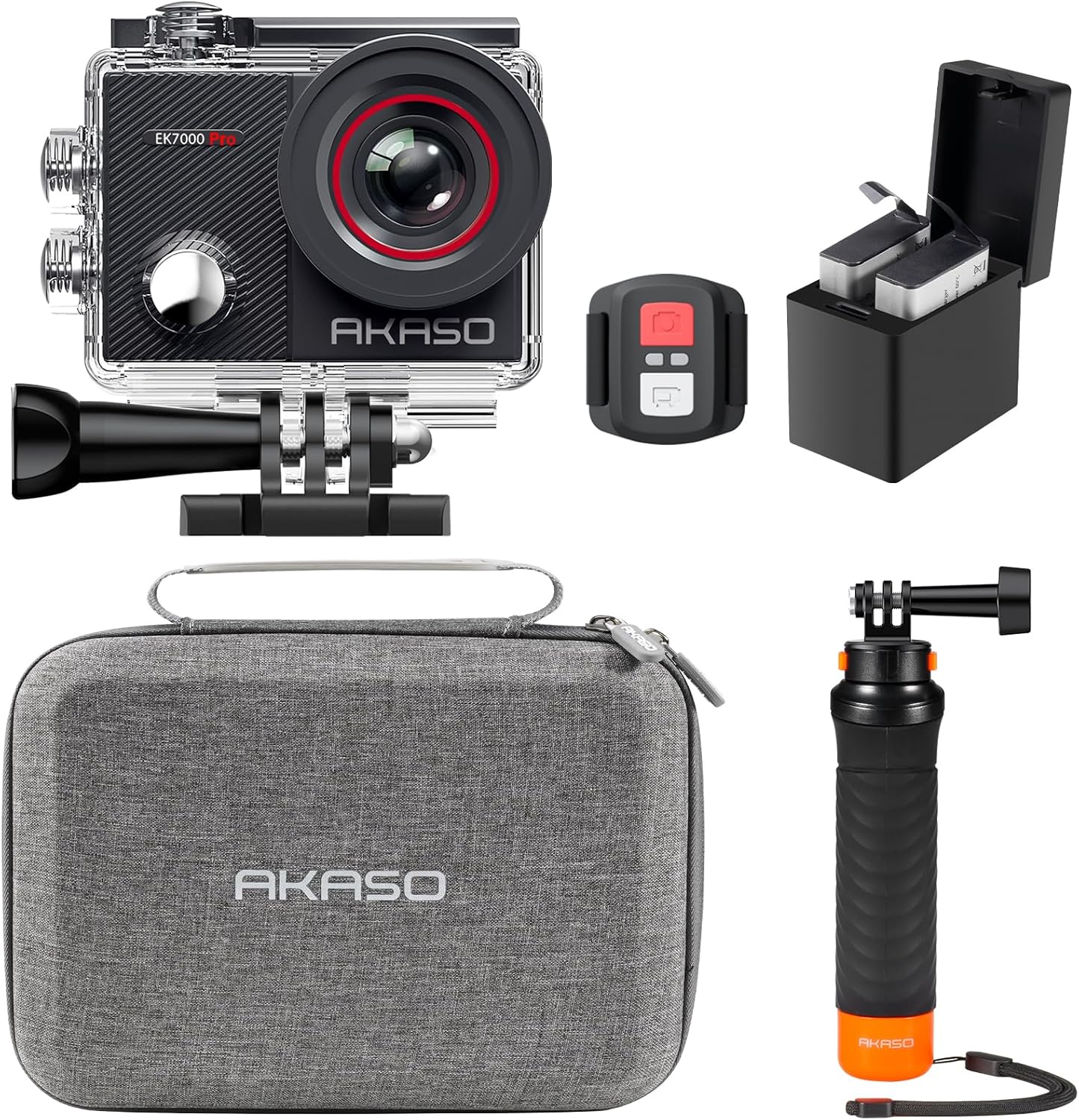 AKASO EK7000 Pro Actionkamera 4K/30fps – 20MP, EIS, 40m wasserdicht, 2" IPS Touchscreen, Schwarz