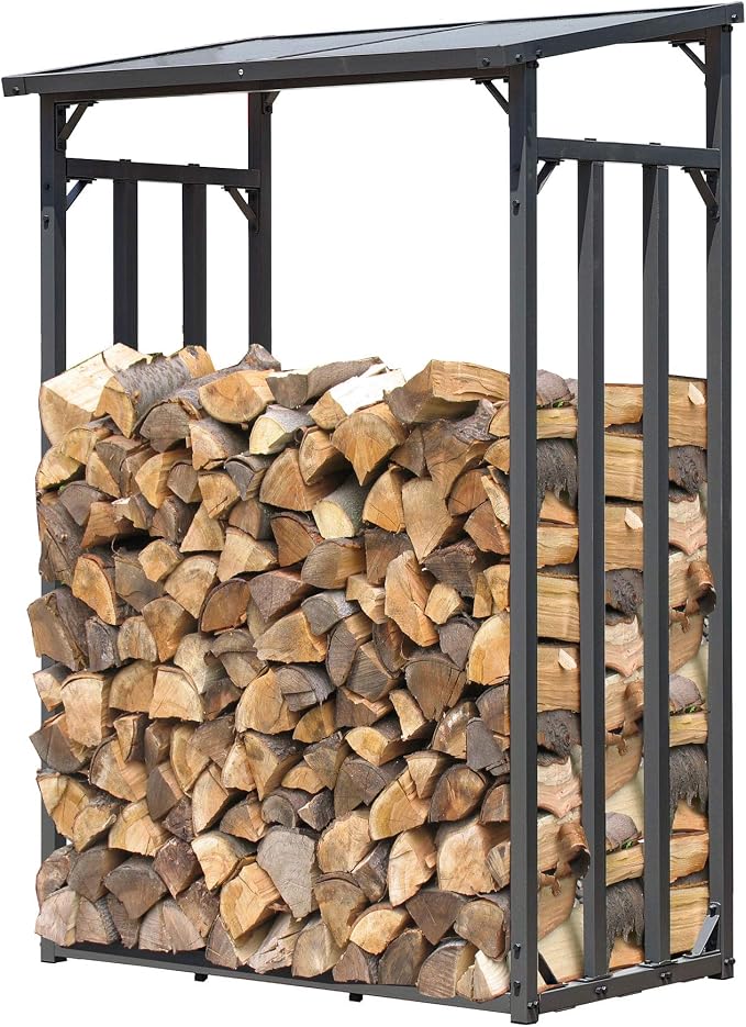 QUICK STAR 47470 Metall Kaminholzregal Aussen 1,6 m³ Anthrazit
