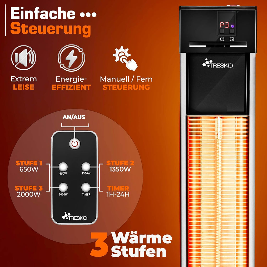 TRESKO THSL-009 Infrarot Standheizstrahler Innen & Aussen 2000W