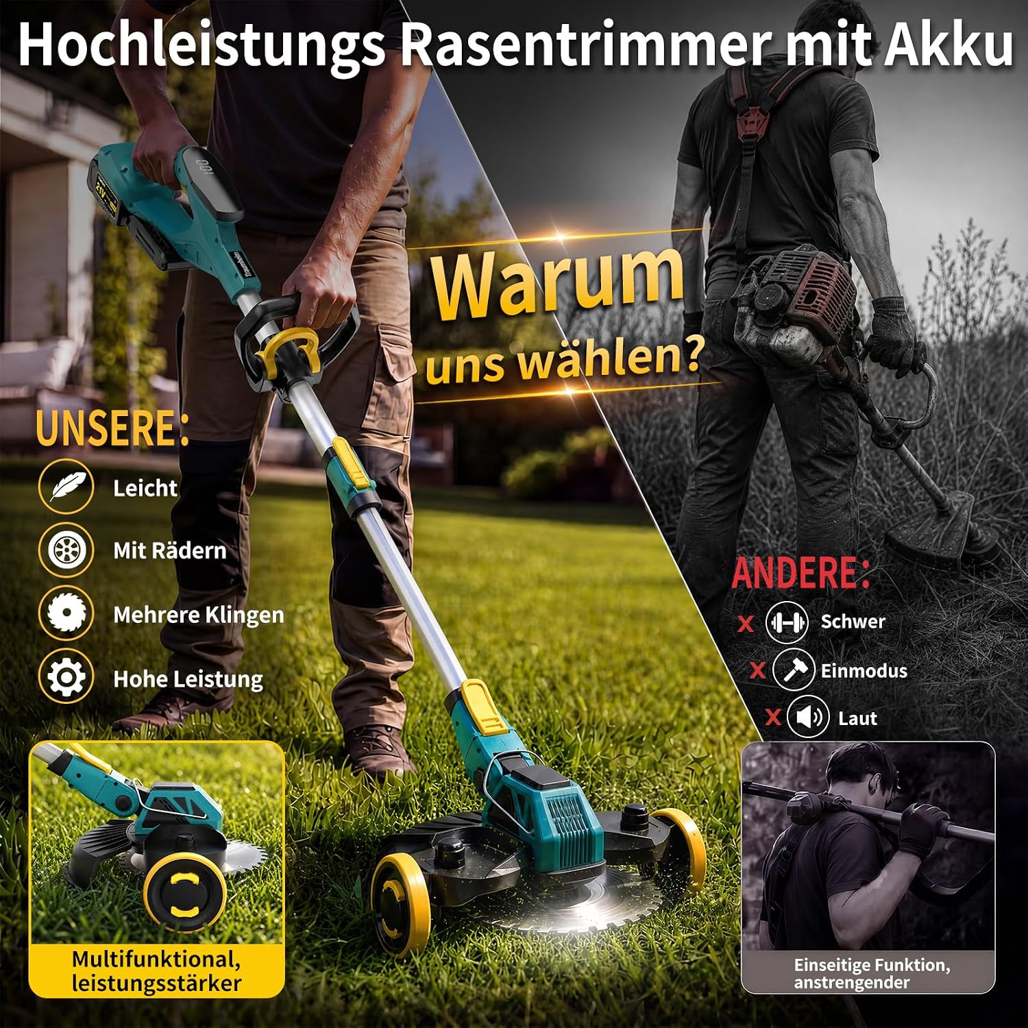 Traumheim LHGCJ Akku-Rasentrimmer 5 in 1 900W 21V