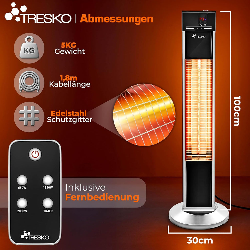 TRESKO THSL-009 Infrarot Standheizstrahler Innen & Aussen 2000W