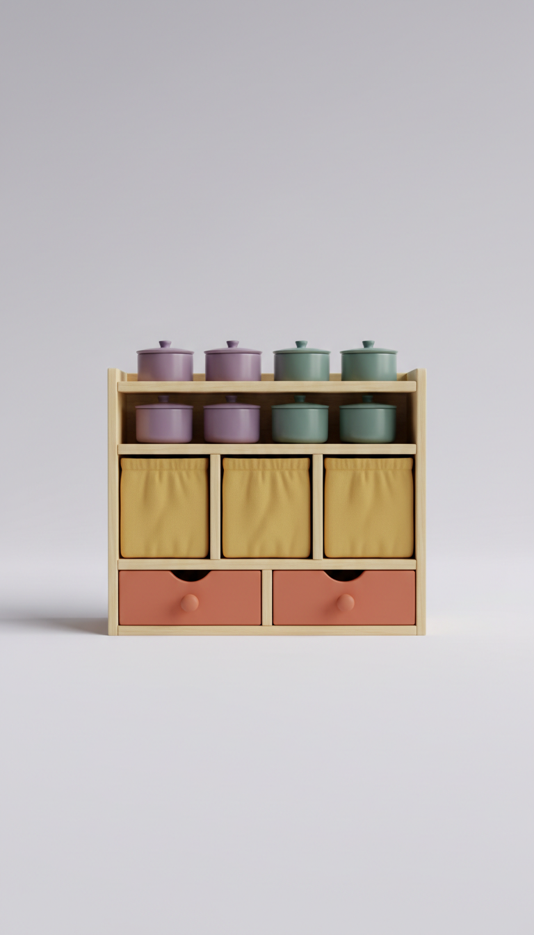 Küchenorganizer aus hellem Holz