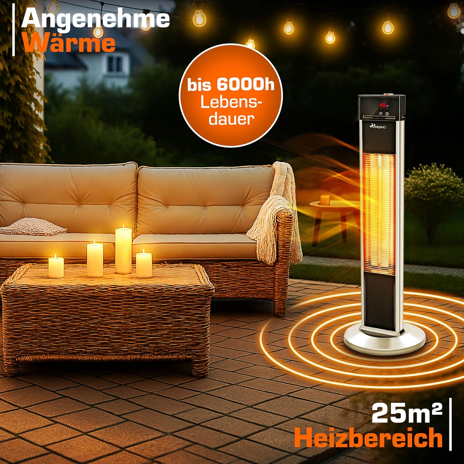 TRESKO THSL-009 Infrarot Standheizstrahler Innen & Aussen 2000W