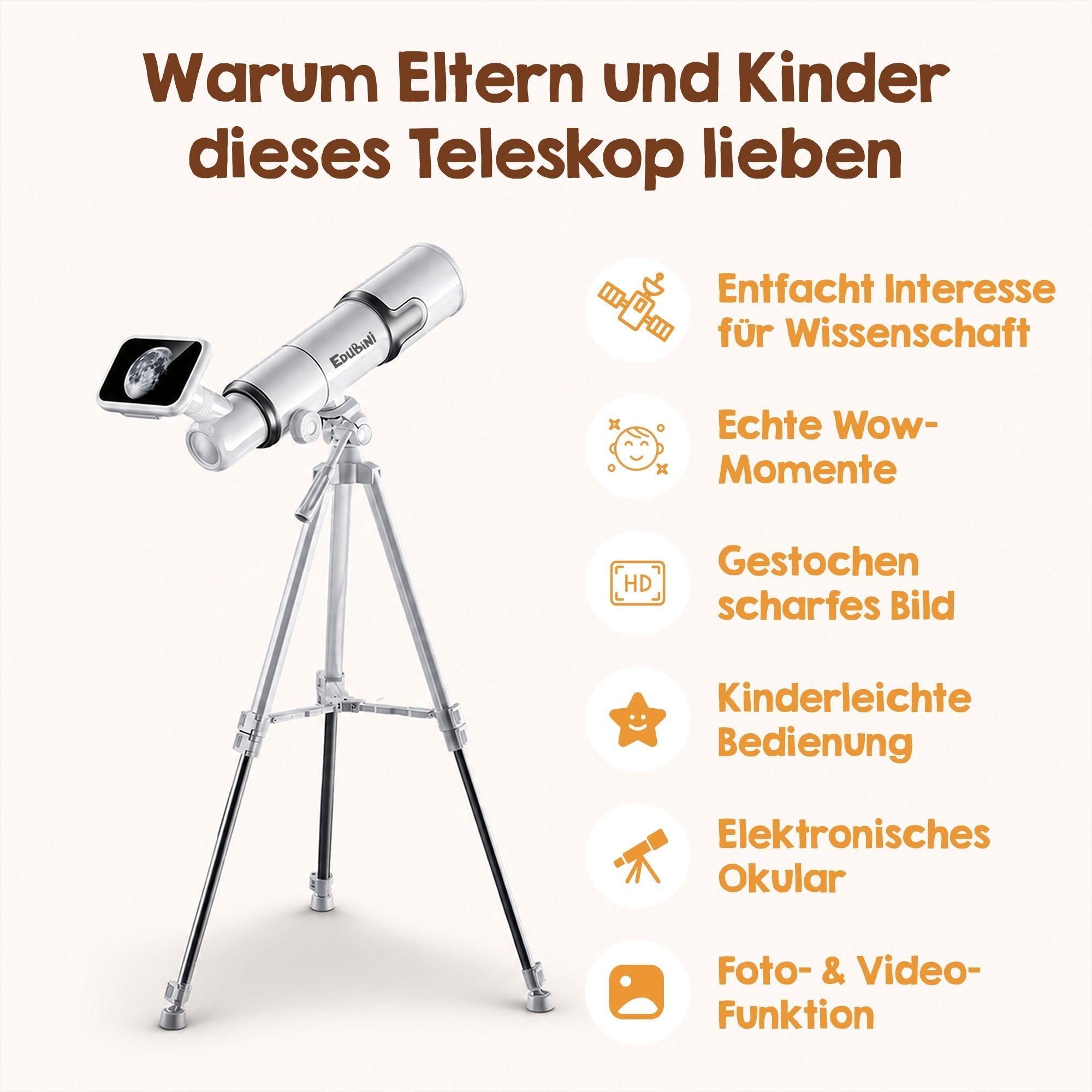 Edubini Astroscope Teleskop 70 mm 300x Weiß
