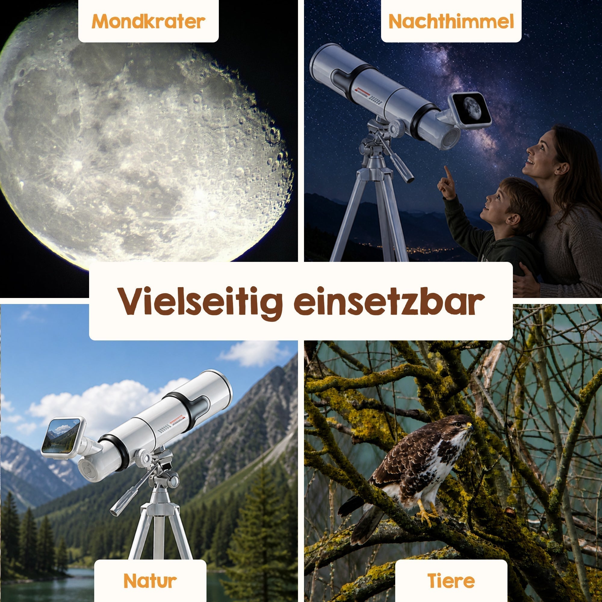 Edubini Astroscope Teleskop 70 mm 300x Weiß