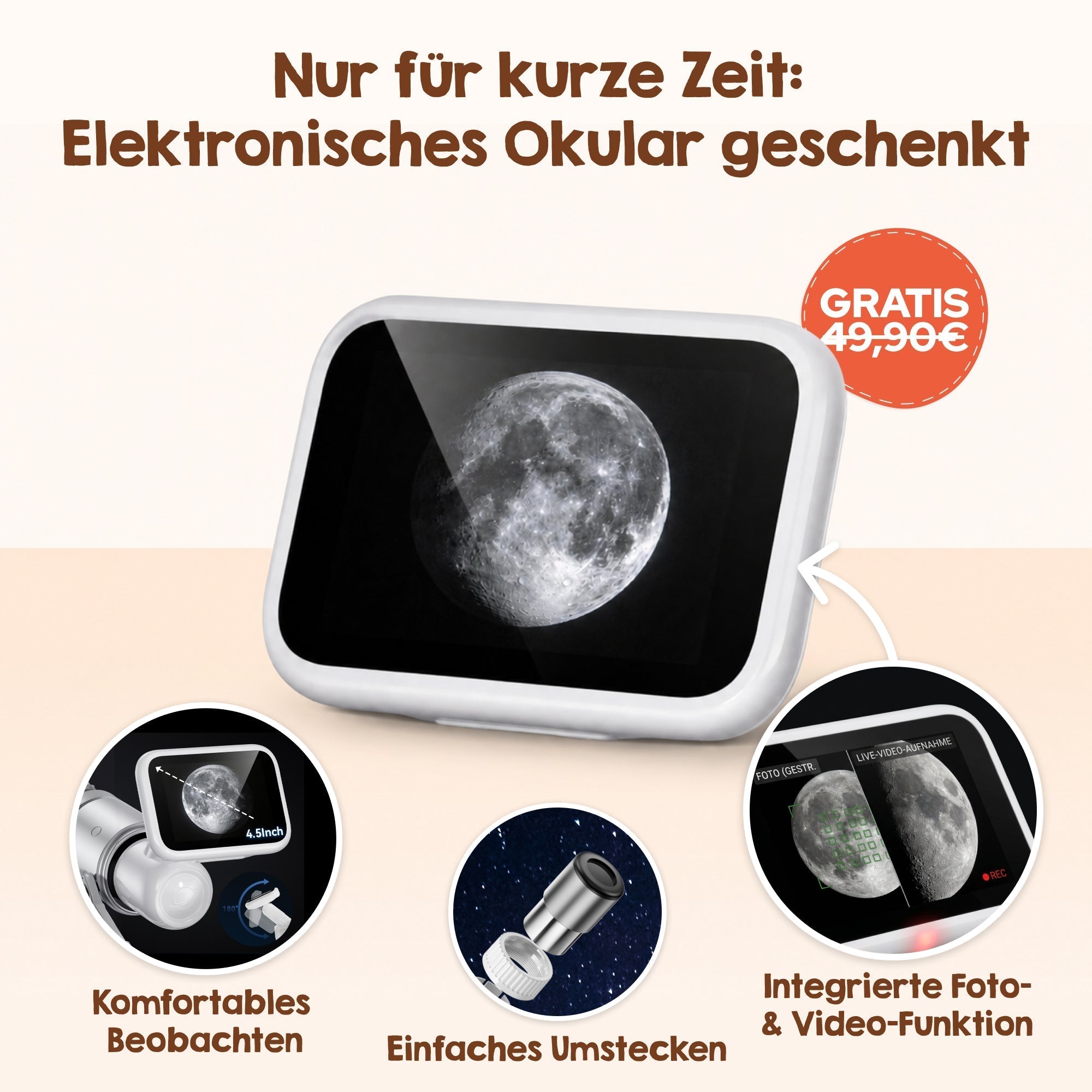 Edubini Astroscope Teleskop 70 mm 300x Weiß
