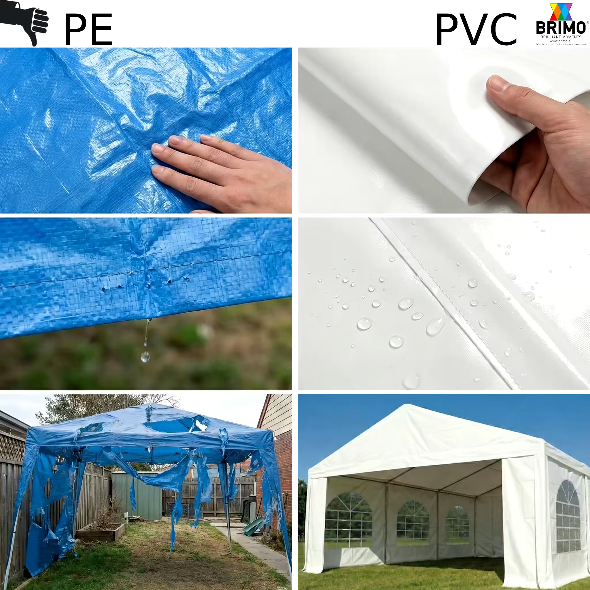 BRIMO Partyzelt 5x6m PVC Weiß