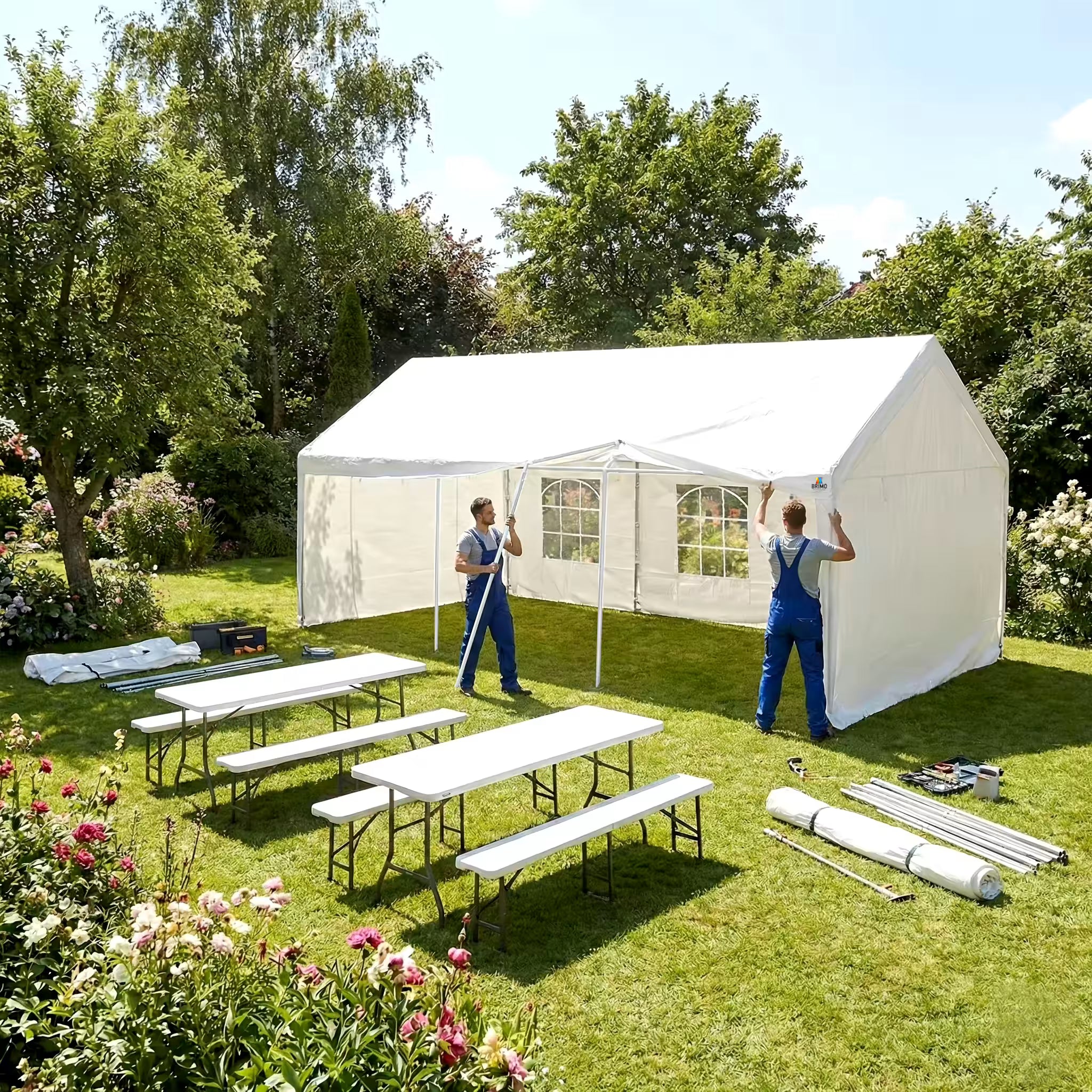 BRIMO Partyzelt 5x6m PVC Weiß