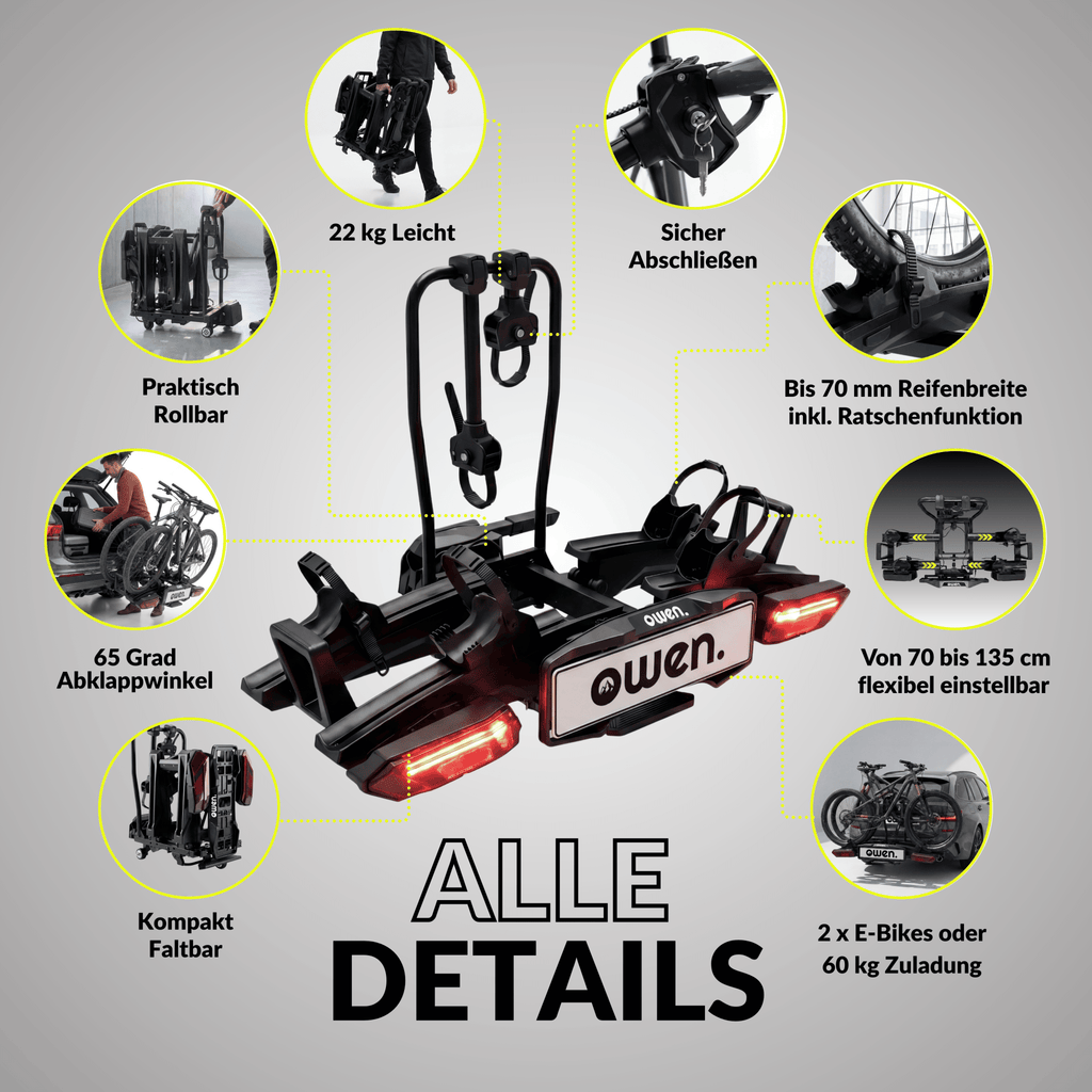 OWEN E-Bike Fahrradträger Anhängerkupplung 60 kg