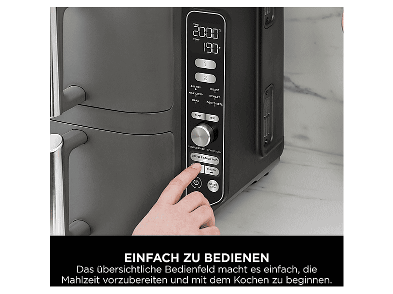 Ninja SL400EU Double Stack XL Heißluftfritteuse 9,5 L Grau