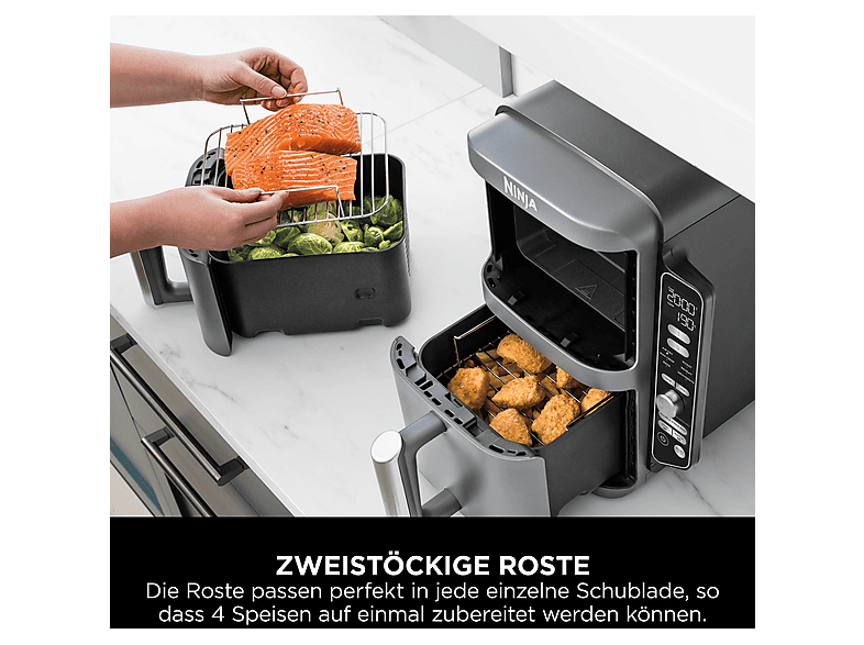 Ninja SL400EU Double Stack XL Heißluftfritteuse 9,5 L Grau
