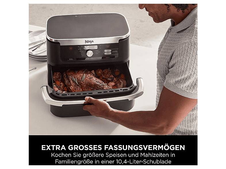 Ninja AF500EU Foodi FlexDrawer Heißluftfritteuse 10,4 L Schwarz