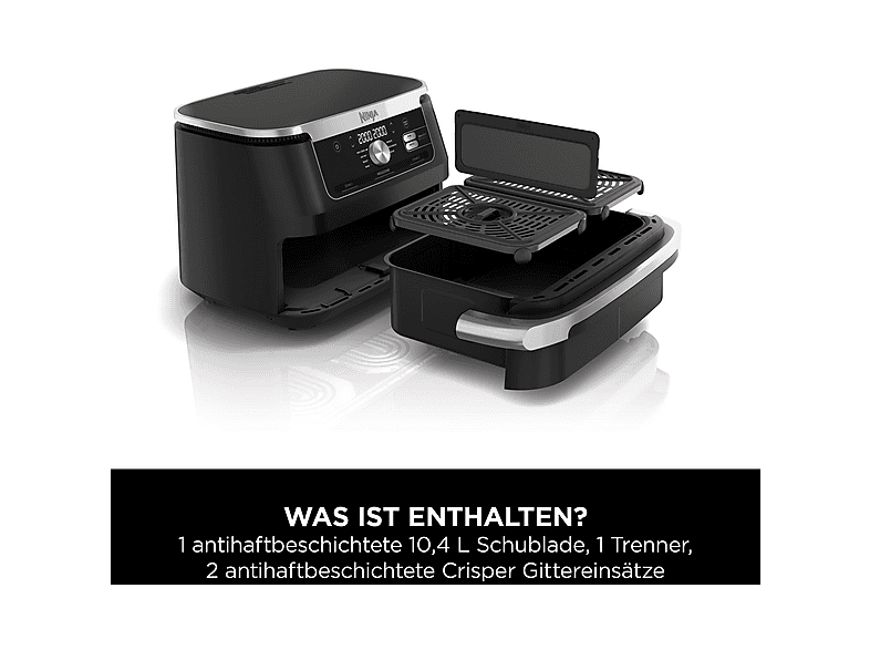 Ninja AF500EU Foodi FlexDrawer Heißluftfritteuse 10,4 L Schwarz