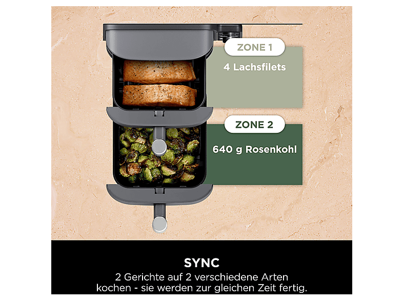 Ninja SL400EU Double Stack XL Heißluftfritteuse 9,5 L Grau