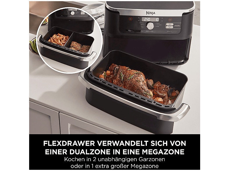 Ninja AF500EU Foodi FlexDrawer Heißluftfritteuse 10,4 L Schwarz