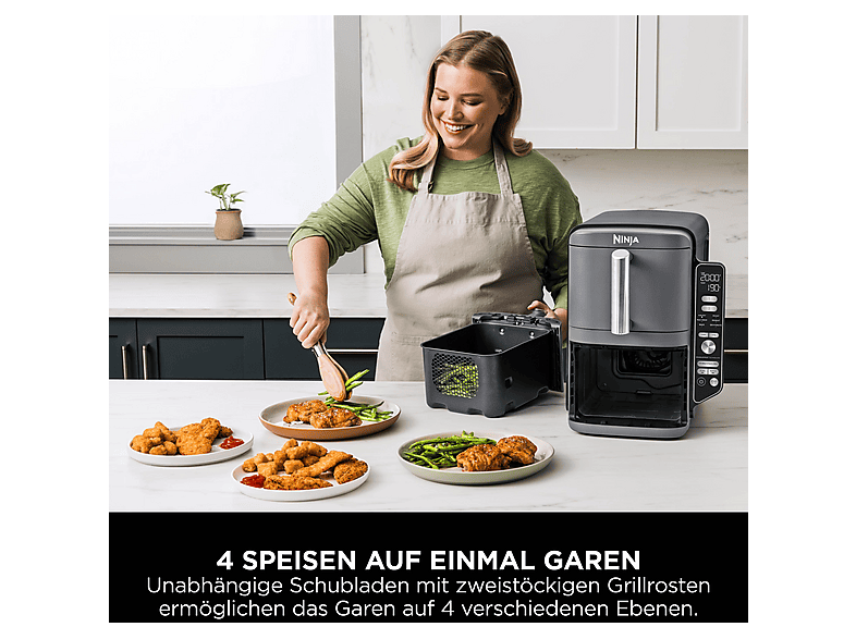 Ninja SL400EU Double Stack XL Heißluftfritteuse 9,5 L Grau