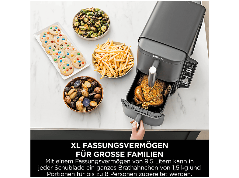 Ninja SL400EU Double Stack XL Heißluftfritteuse 9,5 L Grau