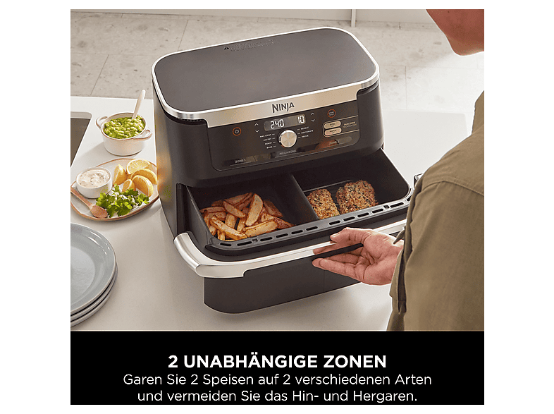 Ninja AF500EU Foodi FlexDrawer Heißluftfritteuse 10,4 L Schwarz