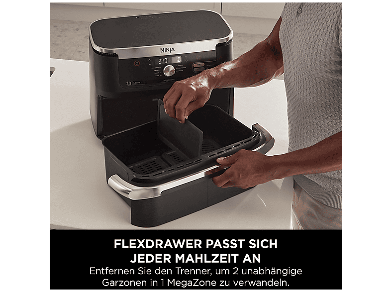 Ninja AF500EU Foodi FlexDrawer Heißluftfritteuse 10,4 L Schwarz