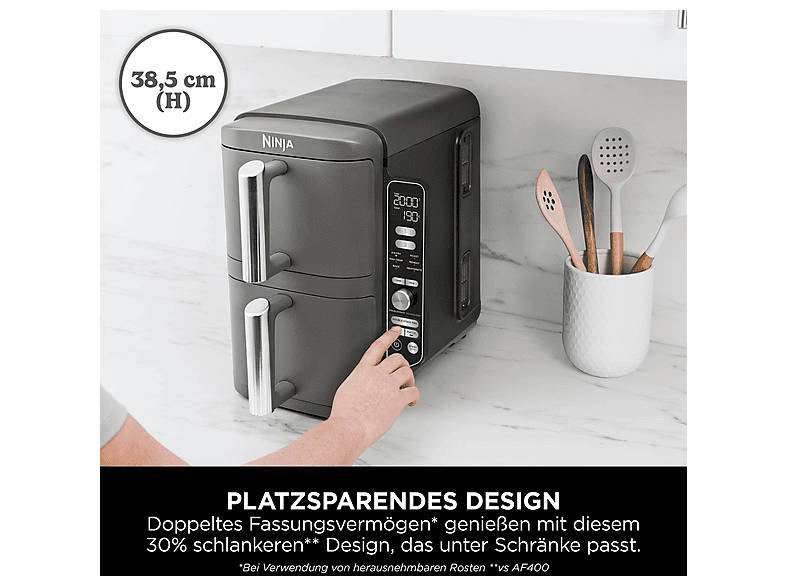 Ninja SL400EU Double Stack XL Heißluftfritteuse 9,5 L Grau